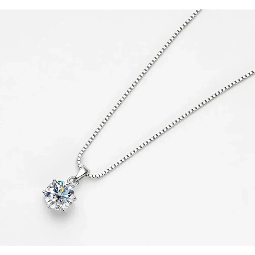 Women's 1 Carat Simulated Diamond Sterling Silver Necklace Size‎ 16-18